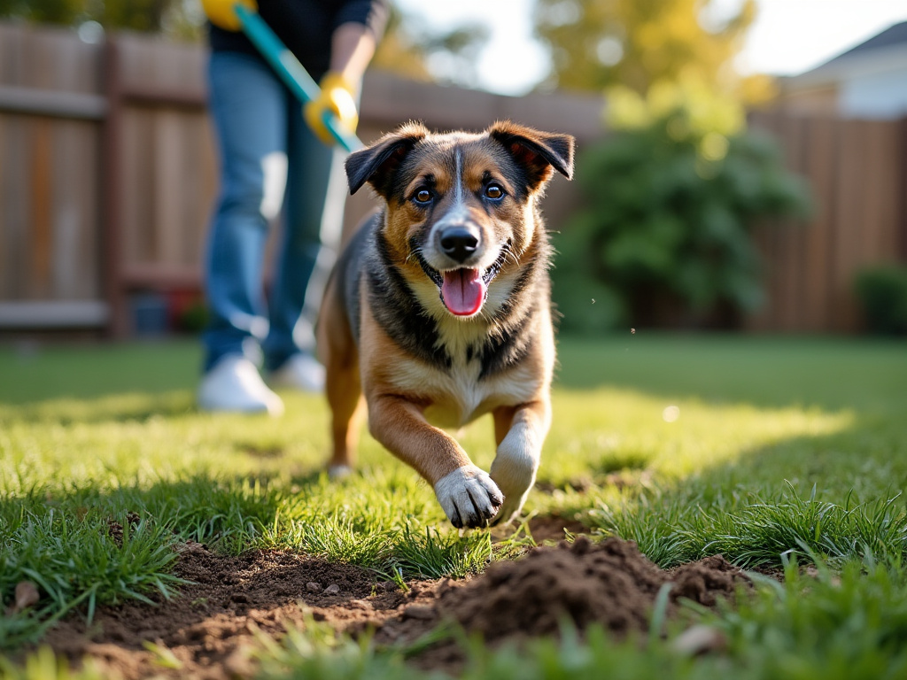 Dog enjoying a clean yard